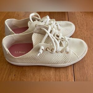 L.L. Bean Cream Low-Top Sneakers with Textured Knit